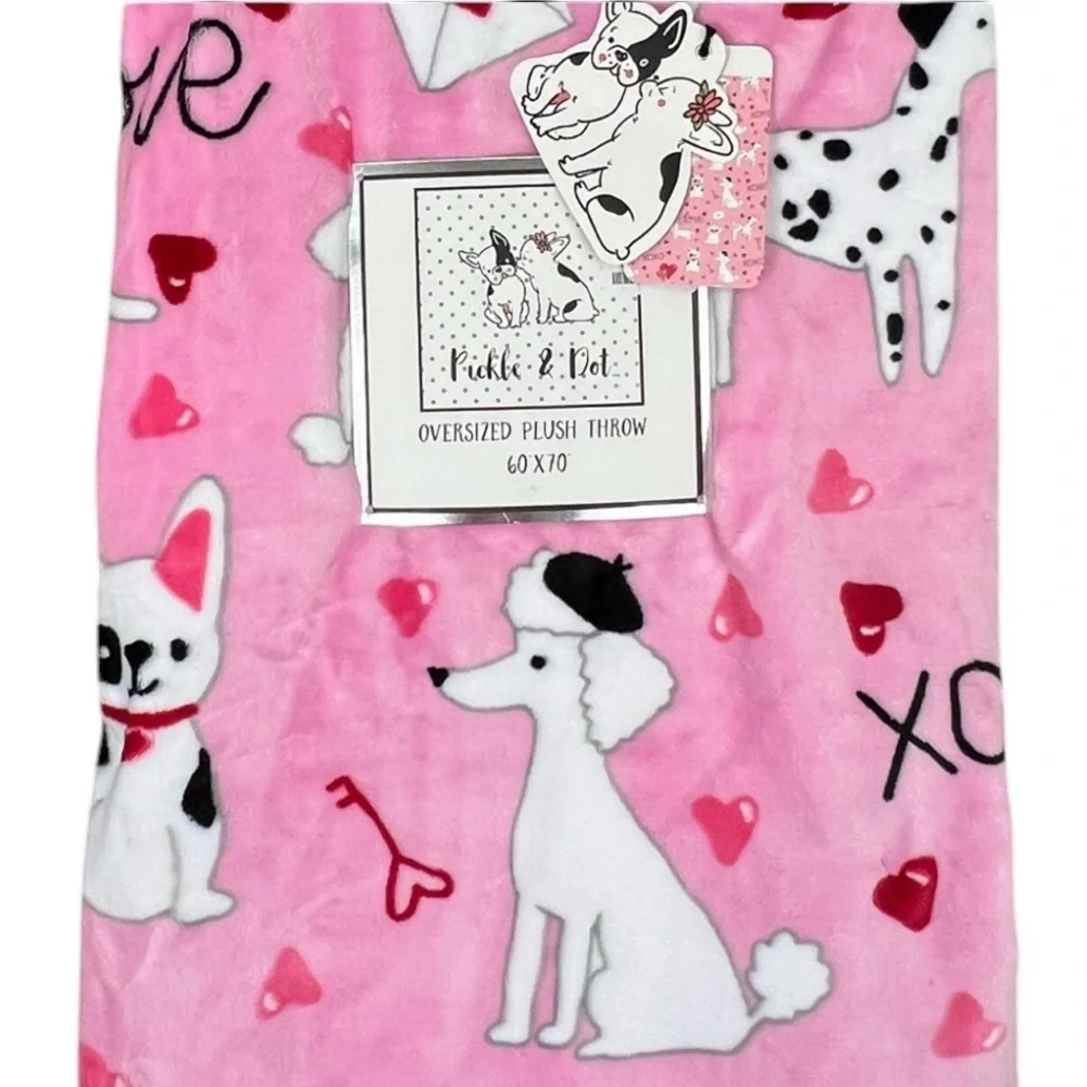 PETS - Pickle & Dot - ‘Valentine Dogs’ plush throw 60“x70“ NWT *Last One! Firm!
